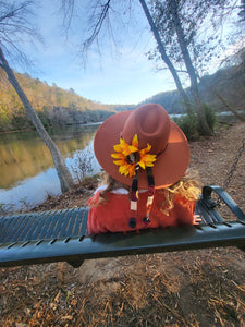 Wide Flat Brim  Brown Fedora