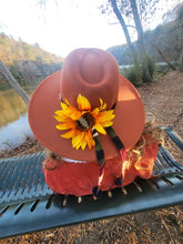 Load image into Gallery viewer, Wide Flat Brim  Brown Fedora