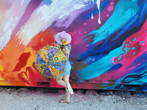 Embroidered Rainbow Parasol