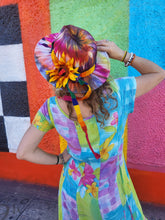 Load image into Gallery viewer, Autumn Sunset Tie Dye Fedora with Sunflower