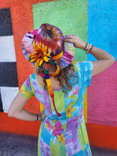 Load image into Gallery viewer, Autumn Sunset Tie Dye Fedora with Sunflower