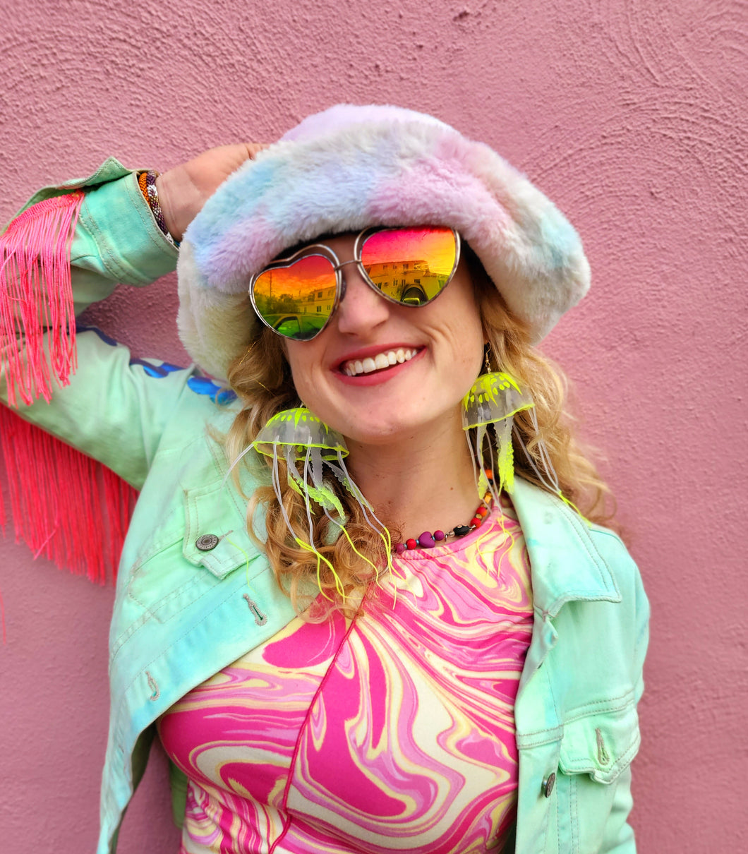 Rainbow Clouds Fuzzy Hat