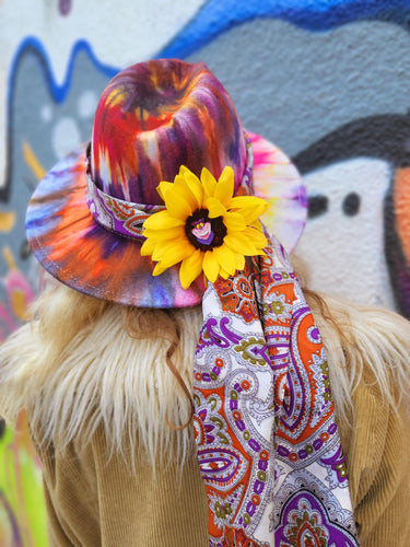 Tie Dye Cheshire Sunflower Mad Hatter