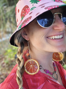 Long chain Orange Earrings