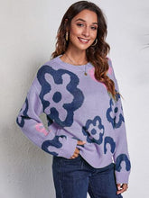 Load image into Gallery viewer, Flower Pattern Round Neck Long Sleeve Sweater