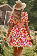 Load image into Gallery viewer, Smocked Sweetheart Neck Flounce Sleeve Mini Dress