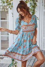 Load image into Gallery viewer, Tie Neck Short Sleeve Mini Dress