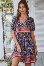 Load image into Gallery viewer, Tie Neck Short Sleeve Mini Dress