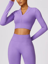 Load image into Gallery viewer, Zip Up Baseball Collar Outerwear and High Waist Pants Active Set