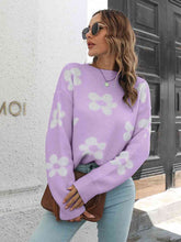 Load image into Gallery viewer, Floral Dropped Shoulder Sweater