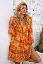 Load image into Gallery viewer, Floral Drawstring Waist Puff Sleeve Dress