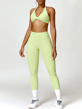 Load image into Gallery viewer, Twisted Halter Neck Bra and High Waist Leggings Active Set