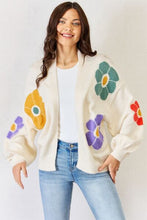 Load image into Gallery viewer, J.NNA Open Front Flower Pattern Long Sleeve Sweater Cardigan