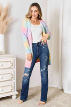 Load image into Gallery viewer, Woven Right Multicolored Gradient Open Front Longline Cardigan
