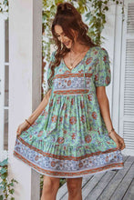 Load image into Gallery viewer, Tie Neck Short Sleeve Mini Dress