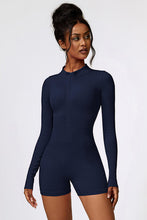 Load image into Gallery viewer, Half Zip Long Sleeve Active Romper