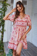 Load image into Gallery viewer, Tie Neck Short Sleeve Mini Dress