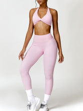 Load image into Gallery viewer, Twisted Halter Neck Bra and High Waist Leggings Active Set