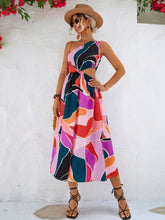 Load image into Gallery viewer, Printed Cutout One-Shoulder Sleeveless Dress