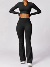 Load image into Gallery viewer, Zip Up Baseball Collar Outerwear and High Waist Pants Active Set