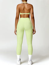 Load image into Gallery viewer, Twisted Halter Neck Bra and High Waist Leggings Active Set