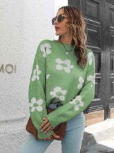 Load image into Gallery viewer, Floral Dropped Shoulder Sweater