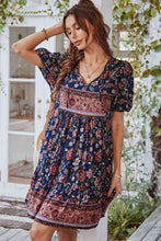 Load image into Gallery viewer, Tie Neck Short Sleeve Mini Dress