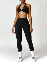 Load image into Gallery viewer, Twisted Halter Neck Bra and High Waist Leggings Active Set