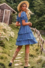 Load image into Gallery viewer, Smocked Sweetheart Neck Flounce Sleeve Mini Dress