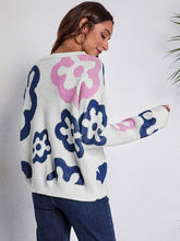 Load image into Gallery viewer, Flower Pattern Round Neck Long Sleeve Sweater