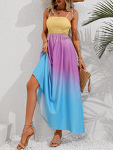 Load image into Gallery viewer, Color Block Tie Shoulder Smocked Maxi Dress