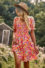 Load image into Gallery viewer, Smocked Sweetheart Neck Flounce Sleeve Mini Dress