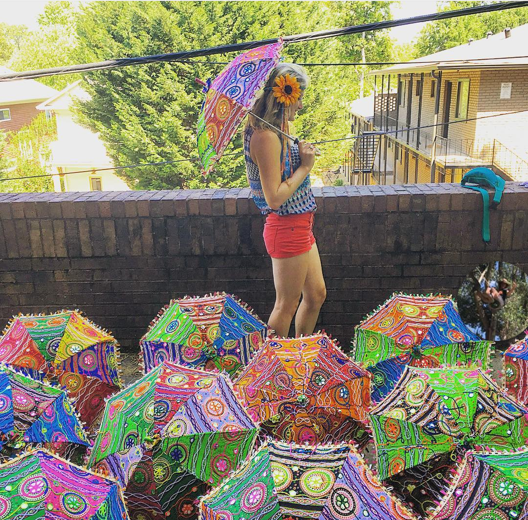 Embroidered Rainbow Parasol