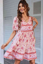 Load image into Gallery viewer, Tie Neck Short Sleeve Mini Dress