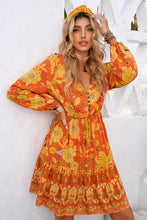 Load image into Gallery viewer, Floral Drawstring Waist Puff Sleeve Dress