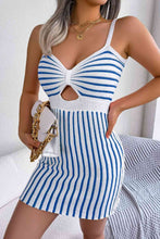 Load image into Gallery viewer, Striped Cutout Spaghetti Strap Knit Dress
