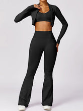 Load image into Gallery viewer, Zip Up Baseball Collar Outerwear and High Waist Pants Active Set