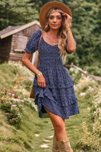 Load image into Gallery viewer, Smocked Sweetheart Neck Flounce Sleeve Mini Dress