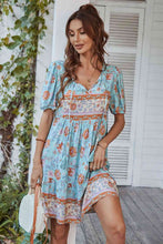 Load image into Gallery viewer, Tie Neck Short Sleeve Mini Dress