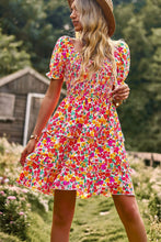 Load image into Gallery viewer, Smocked Sweetheart Neck Flounce Sleeve Mini Dress
