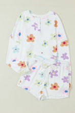 Load image into Gallery viewer, Printed Quarter Button Top and Drawstring Shorts Lounge Set