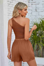 Load image into Gallery viewer, Smocked One-Shoulder Sleeveless Top and Shorts Set