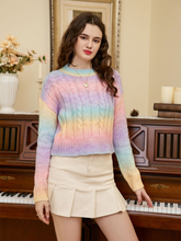 Load image into Gallery viewer, Rainbow Color Cable-Knit Dropped Shoulder Knit Top