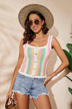 Load image into Gallery viewer, Striped Scalloped Trim Knit Tank
