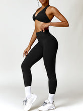 Load image into Gallery viewer, Twisted Halter Neck Bra and High Waist Leggings Active Set