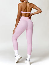 Load image into Gallery viewer, Twisted Halter Neck Bra and High Waist Leggings Active Set