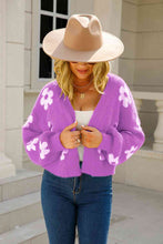 Load image into Gallery viewer, Floral Open Front Fuzzy Cardigan